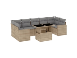 Conjunto 8 de sofás de jardín y cojines VIDAXL ratán sintético beige