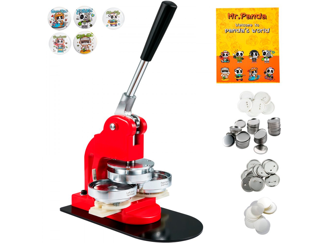 Máquina para fabricar botones de 75 mm con cortador, moldes y herramienta de personalización Tekmaquinas
