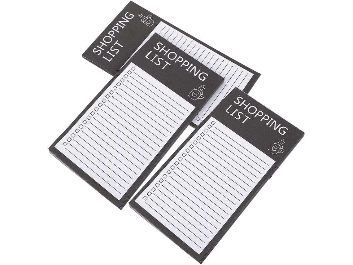 Juego de 3 blocs de notas con reverso magnético, de papel negro con escritura suave, ideales para el refrigerador.