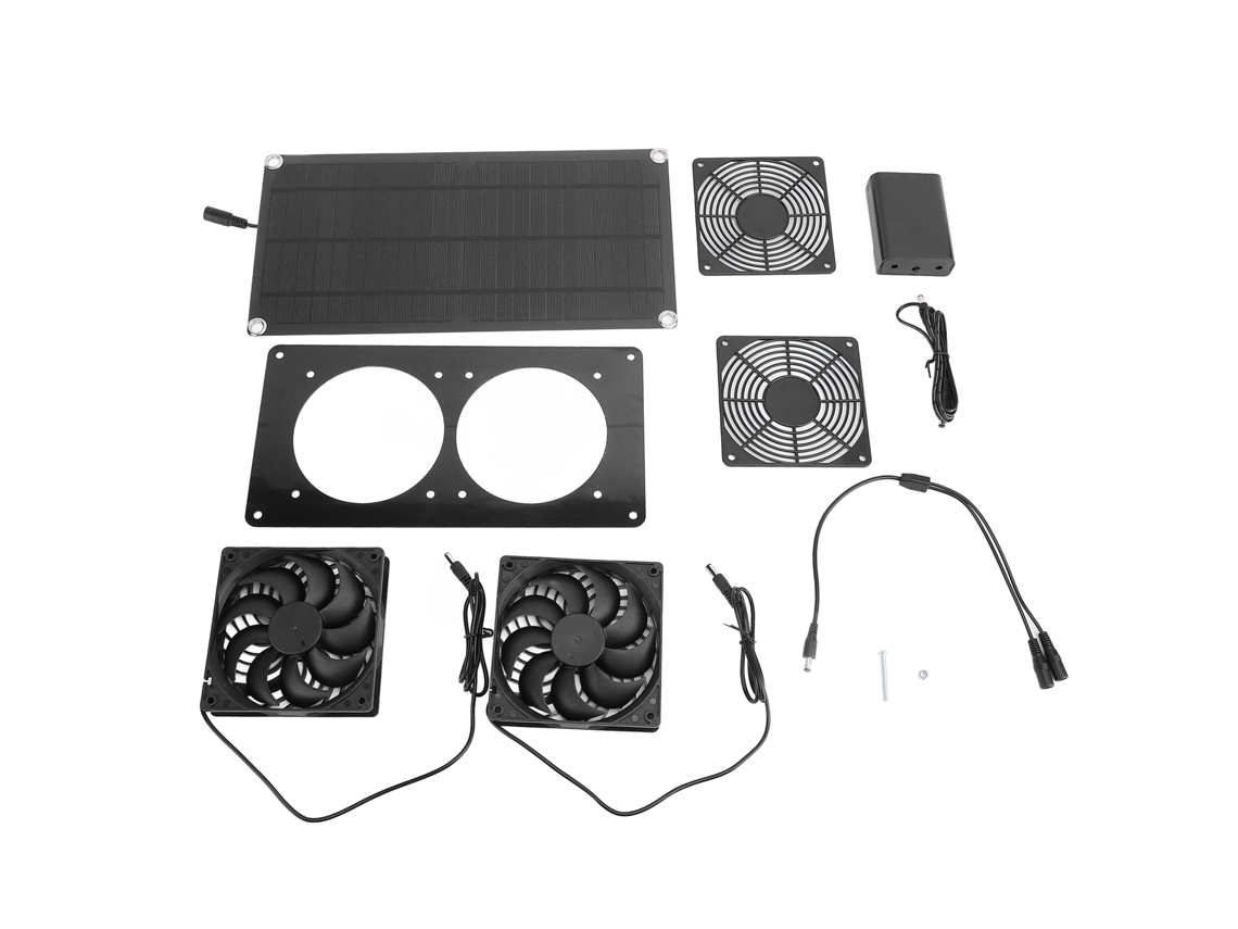 2026 Store-ventilador Solar Doble De Extracción 10w 18v 3000rpm Impermeable Para Galpones Invernaderos Casas De Animales