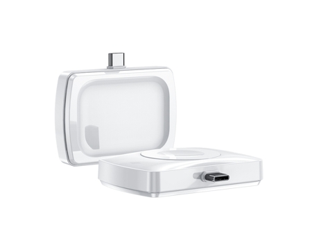 JJT-997 Interfaz tipo C Auricular y reloj Cargador inalámbrico de doble cara para AirPods e iWatch (Blanco)