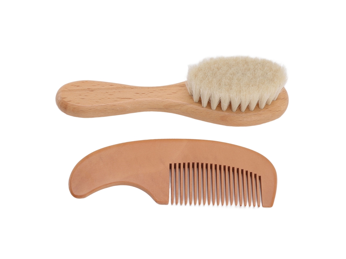 Set De Cepillo Y Peine Para Bebé De Madera Multifunción Con Cerdas De Lana