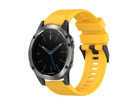 Correa de reloj inteligente para Garmin Quatix 5 Zafiro 22 mm Correa de silicona con textura horizontal con herramienta de extracción (Amarillo)