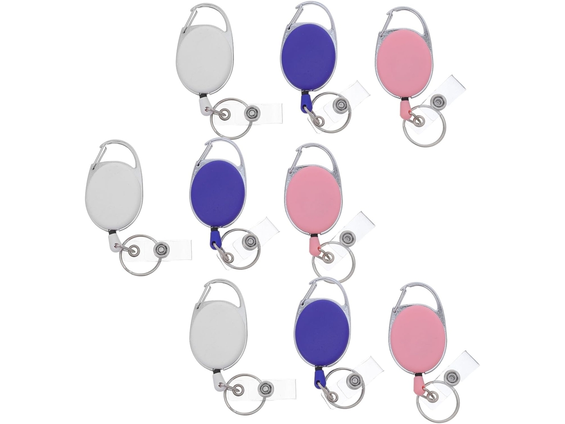 Portatarjetas Ovalado De 9 Piezas Con Clip Retráctil Y Cordón Extensible Para Llavero.