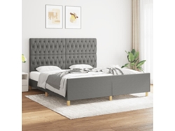 Cama Sin Colchón De Tela Gris Oscuro 180x200 Cm