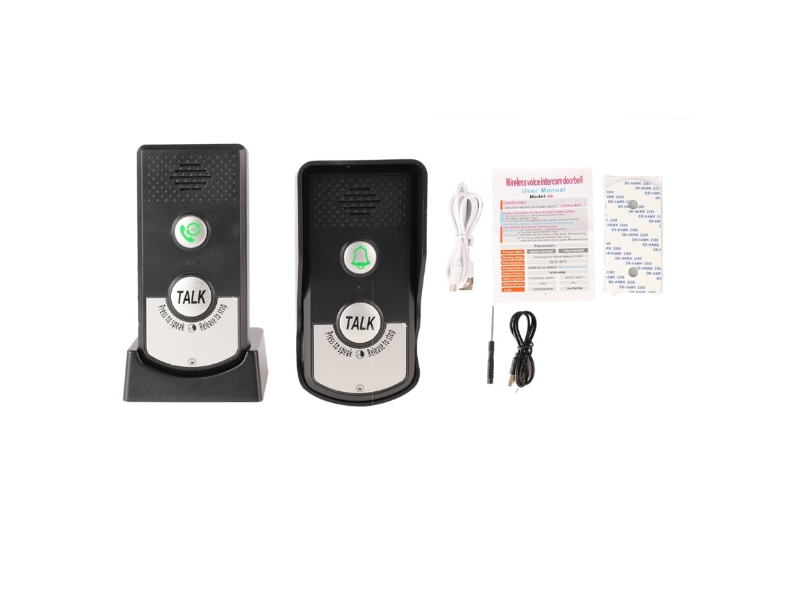 Intercomunicador Inalámbrico Con Timbre, Voz, Largo Alcance, 3 Interruptores Y Sonido Ajustable. Brilvibera_ptg