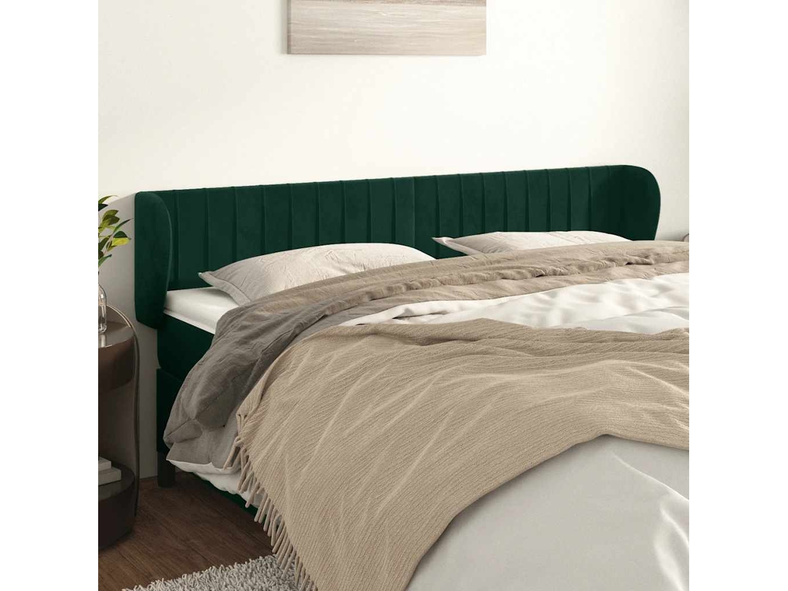 Cabecero De Cama | Panel De Cabecero De Terciopelo Verde Oscuro 203x23x78/88 Cm