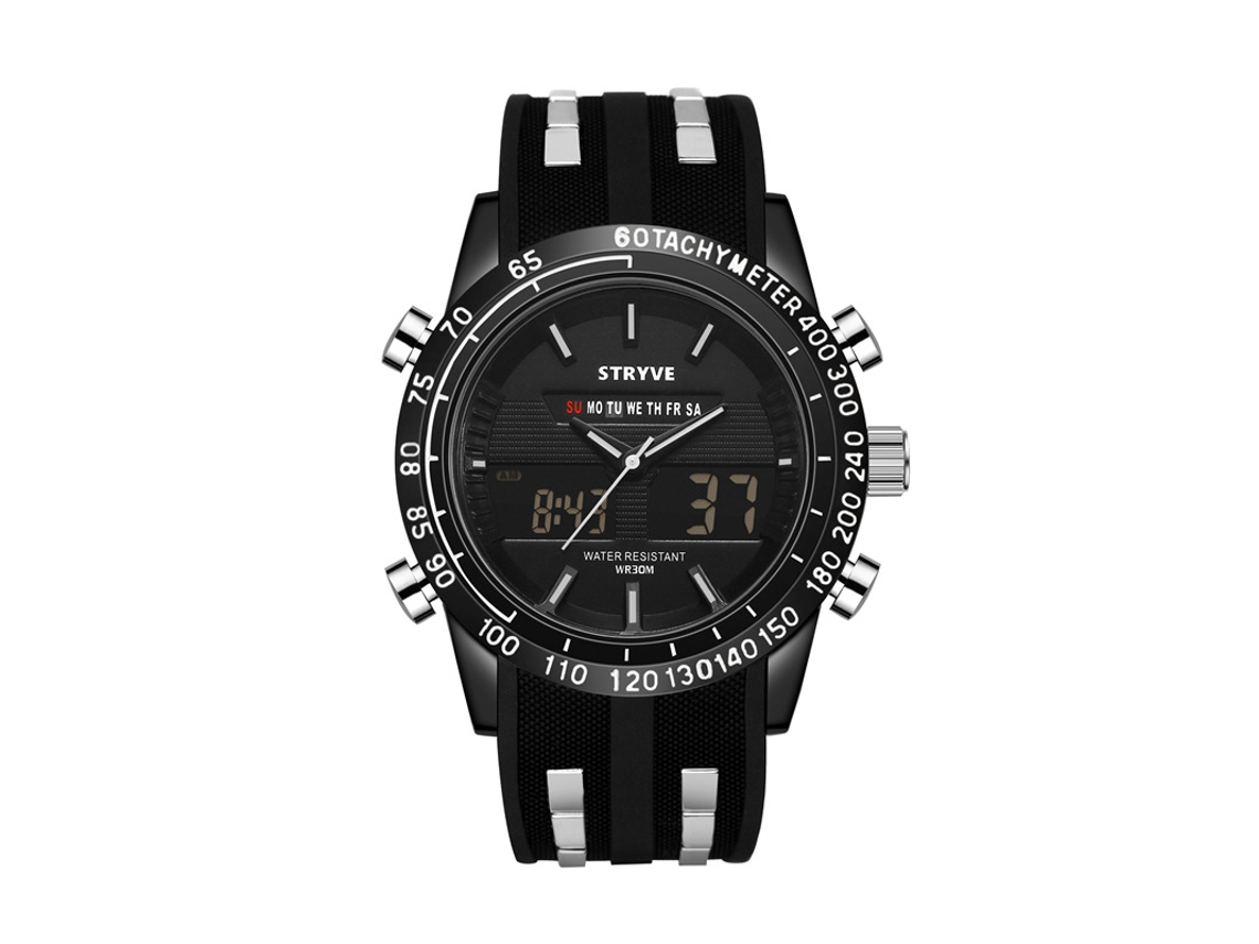 Reloj Deportivo Impermeable (negro), Cronógrafo Luminoso, Alarma, Doble Pantalla, Reloj De Pulsera Electrónico.