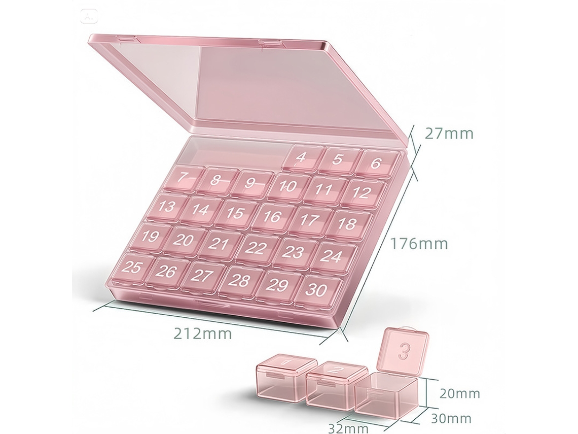 Organizador De Pastillas Chrui 4 Semanas Grandes Compartimentos Sin Bpa (rosa)