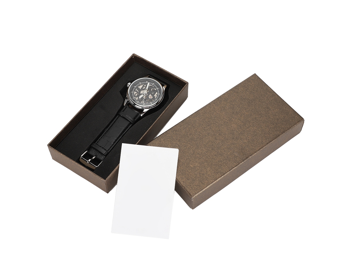 Reloj Mecánico Para Hombre Forsining Con Correa De Piel Sintética Estilo Calado Y Caja De Regalo Negra Y Plateada.