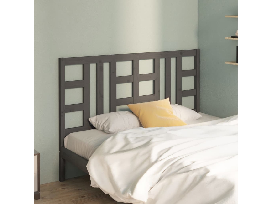 Cabecero De Cama Madera Maciza De Pino Gris 146x4x100 Cm