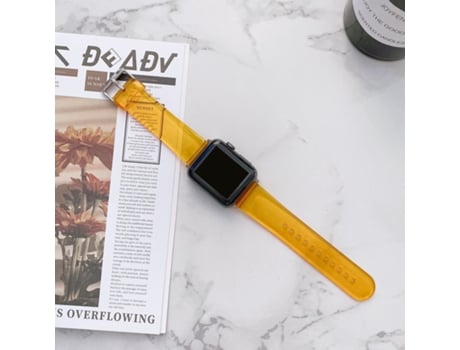 Correa Jelly Clear Smartwatch para Apple Watch Series 9, 8 y 7 41 mm / SE 3 y SE 2 y 6 y SE y 5 y 4 40 mm / 3 y 2 y 1 38 mm (Oro)