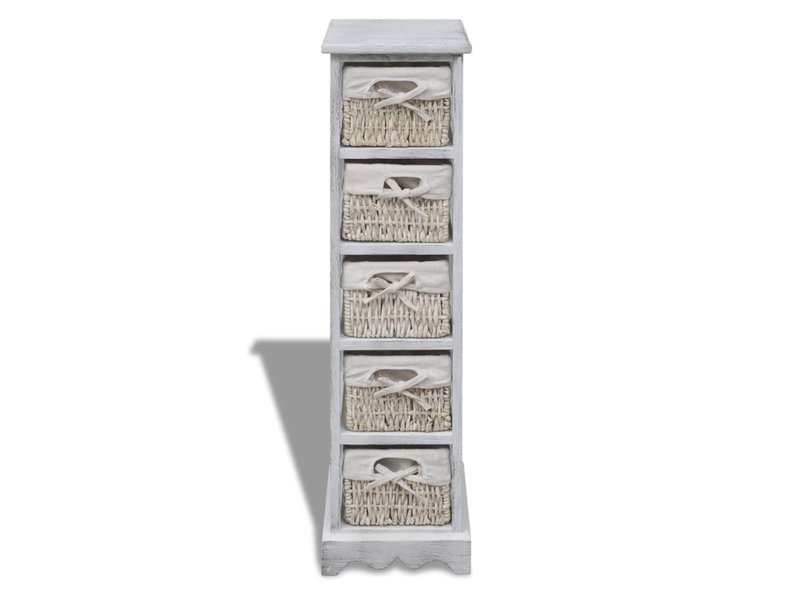 Maison Exclusive - Estantería Con 5 Cestas Tejidas Madera Blanco