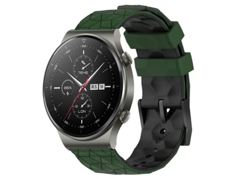 Correa de reloj inteligente para Huawei GT2 Pro 22 mm Patrón de fútbol de silicona bicolor (verde militar + negro)