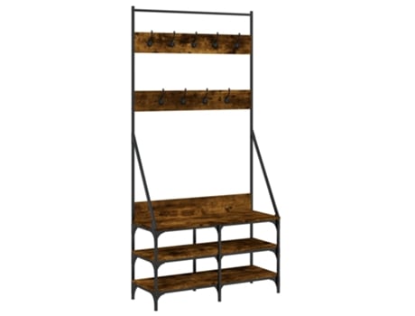 Perchero VIDAXL con zapatero roble ahumado (90x34x184 cm)