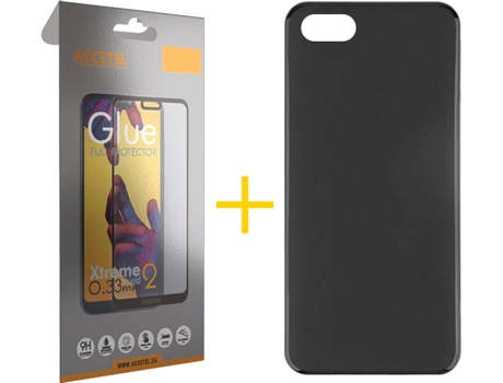 Kit Funda + Protector de Pantalla Alcatel 1V 2019 ACCETEL Full Liso (Negro)