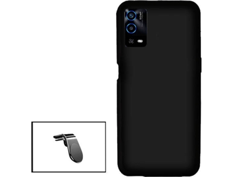 Kit Soporte Magnético L Safe Driving Coche y Funda Silicona Liquida Oppo A55 PHONECARE Negro