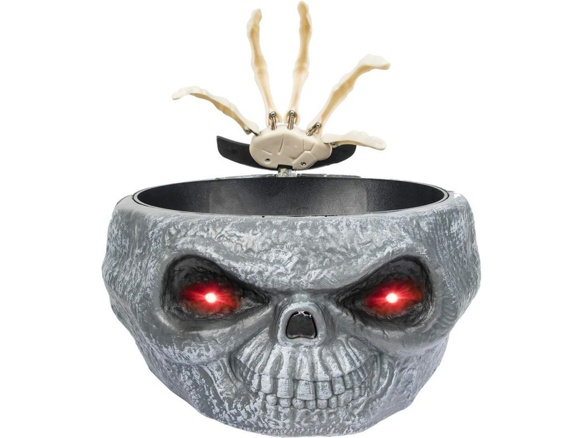 Bol De Dulces Animado De Halloween Con Calavera, Diseño Para Agarrar Con La Mano Y Ojos Led Decorativos.