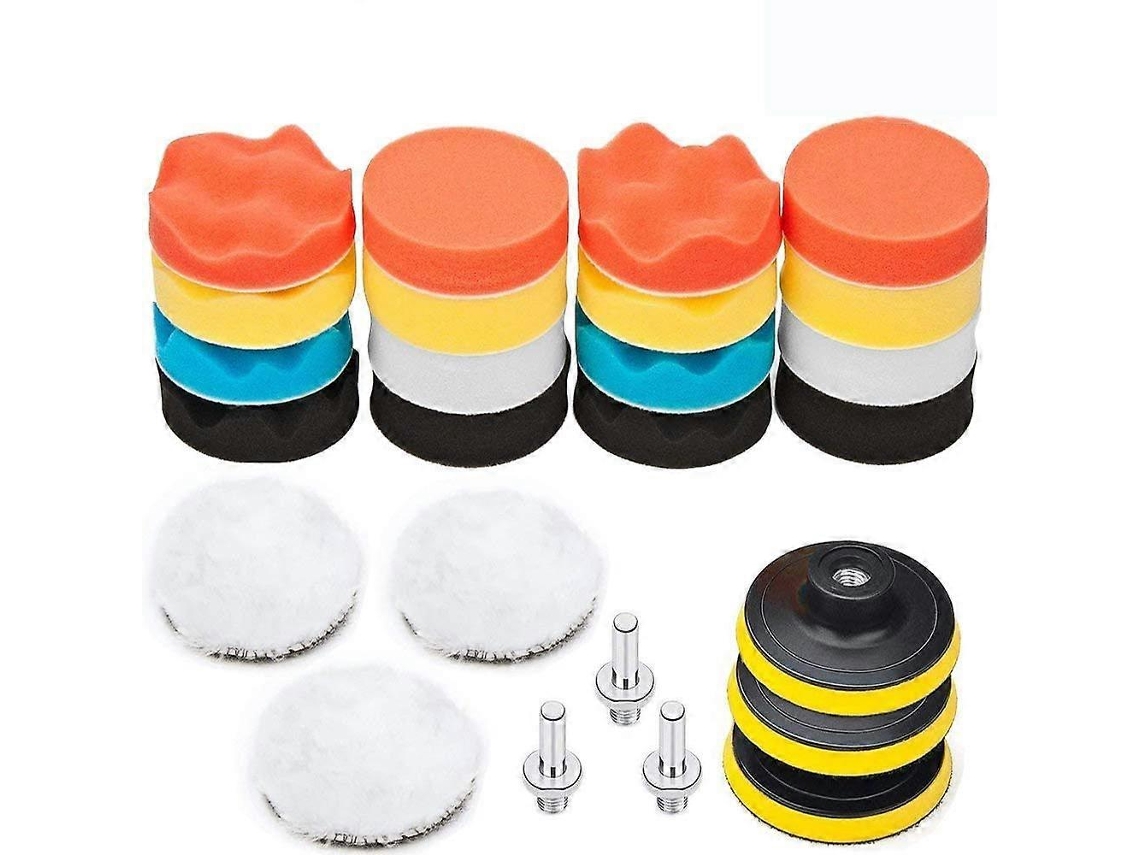 25 Piezas Esponjas De Pulido Para Coche Con Adaptador Kit 3 Pulgadas Lanas Y Accesorios