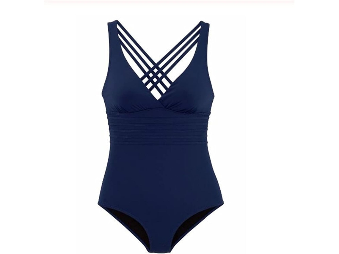 Traje de baño elegante azul para mujer modelo Royal escote en V talla M