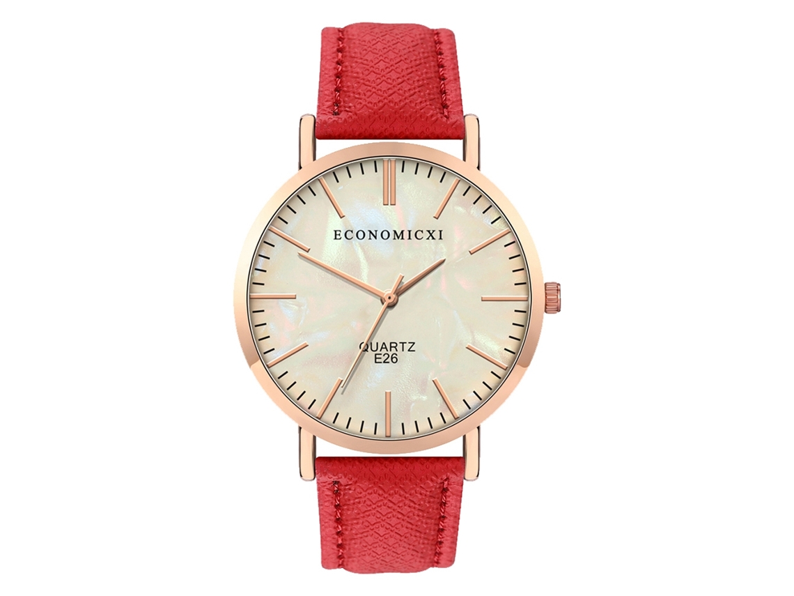 Reloj De Pulsera Unisex De Piel Sintética Con Pantalla Analógica Y Movimiento De Cuarzo (rojo)
