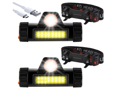 Linterna frontal con 2 modos de iluminación, linterna frontal LED, linterna frontal impermeable para acampar, pescar, caminar, leer, pasear perros ...