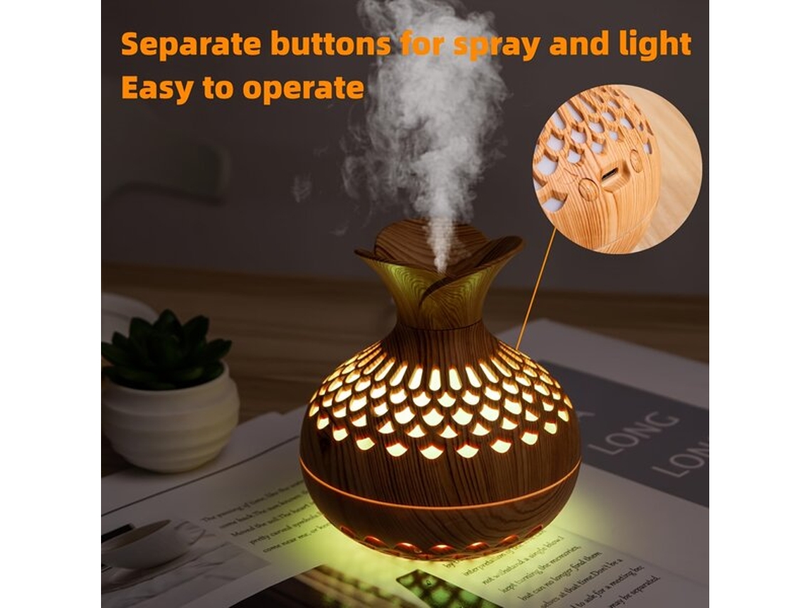 Humidificador de ondas sonoras de madera Yethke con aromaterapia. Pickifyvayotoy