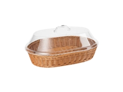Una Cesta De Mimbre Con Tapa Acrílica, Ideal Para Pan Y Picnics.