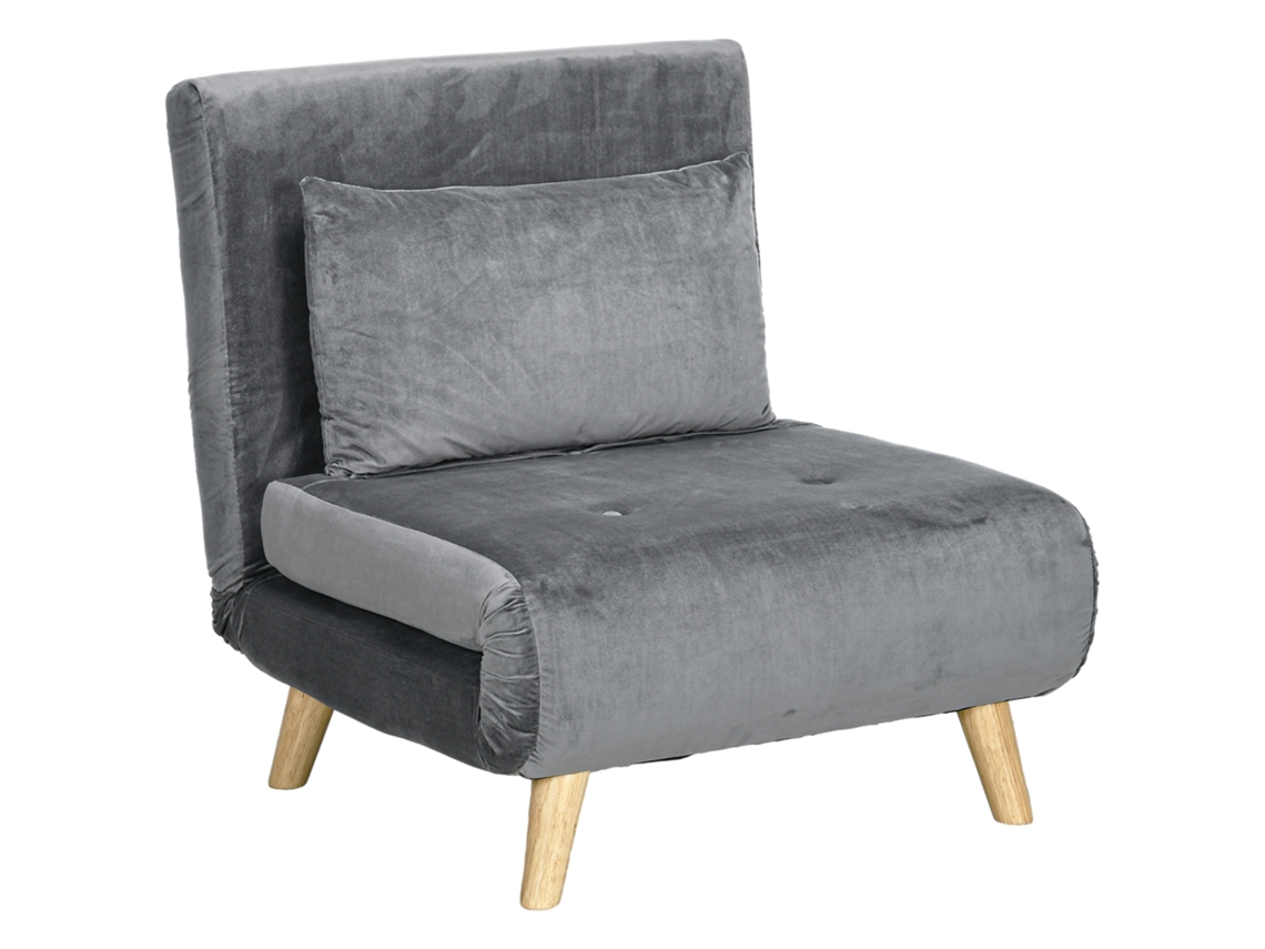 Sillón-cama Plegable Con Respaldo Ajustable, Color Gris.