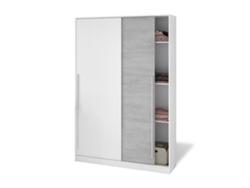 Armario de puertas correderas 120x200 cm Show Blanco Artik (Blanco Mate) - Gris Cemento 120 x 200 x 50 cm