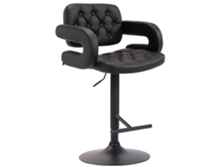 Taburete de bar tapizado sintético negro con reposabrazos y reposapiés de metal, diseño moderno Tdb10510 Dcoshop26