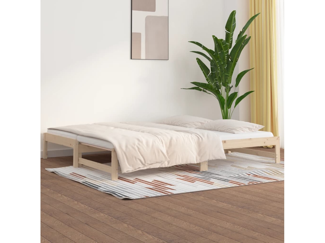 Sofá Cama Extraíble Madera Maciza De Pino 2x(90x200) Cm