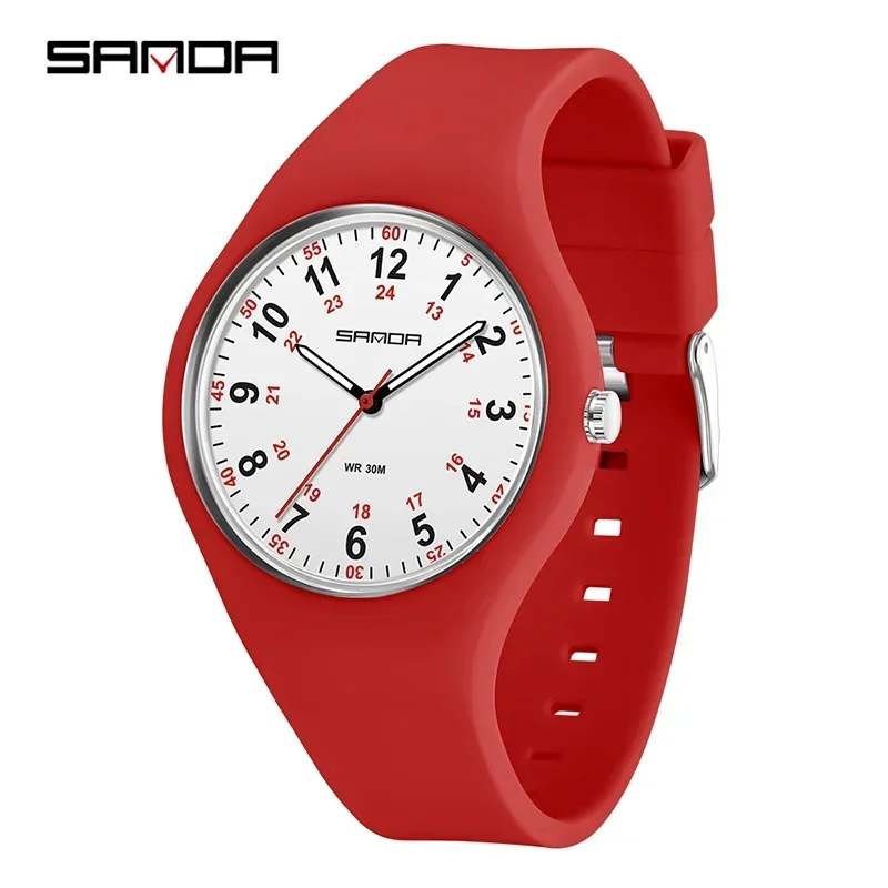Reloj Infantil De Silicona Rojo Con Diseño De Dibujos Animados Y Movimiento De Cuarzo.