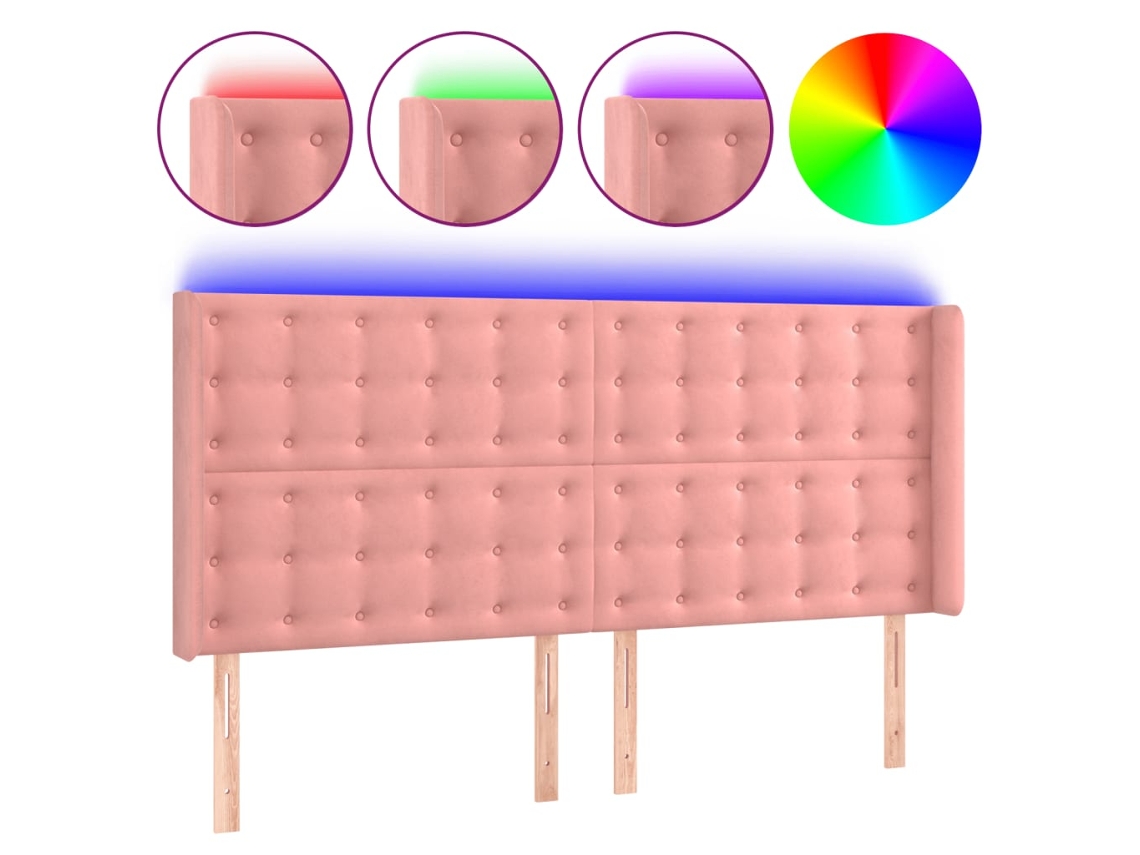Maison Exclusive - Cabecero Con Led De Terciopelo Rosa 163x16x118/128 Cm