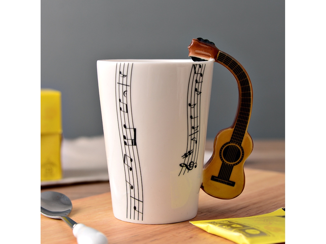Taza de café única con diseño de guitarra musical, ideal como regalo para taza de cerámica y siurn