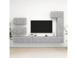 Set Muebles De Salón Tv 8 Pzas Madera Ingeniería Gris Hormigón