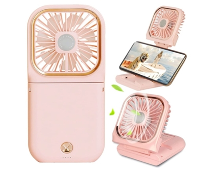 Ventilador portátil de mano Cargador externo Ventilador Banco de energía Mini ventilador 3000 Mah Soporte para teléfono USB Rosa BISBISOUS