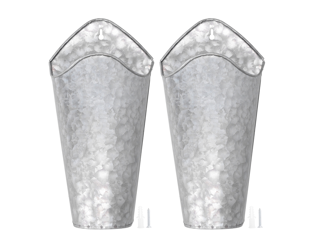2 Jarrones Colgantes De Hierro Para Pared, Ideales Para Decoración Interior/exterior (9x15x30cm)
