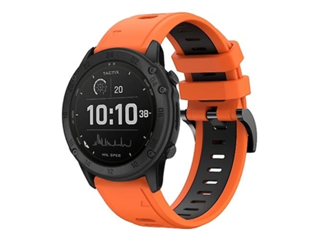 Correa para Garmin Tactix Delta 26mm Correa de reloj de silicona deportiva bicolor naranja-negro VENISYMLIS