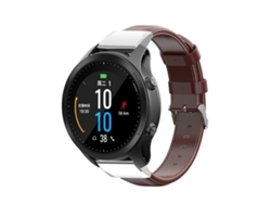 Bracelete Para Garmin Quickfit (20mm) - Couro De Bezerro Encerado - Fivela De Aço Prate Marrom