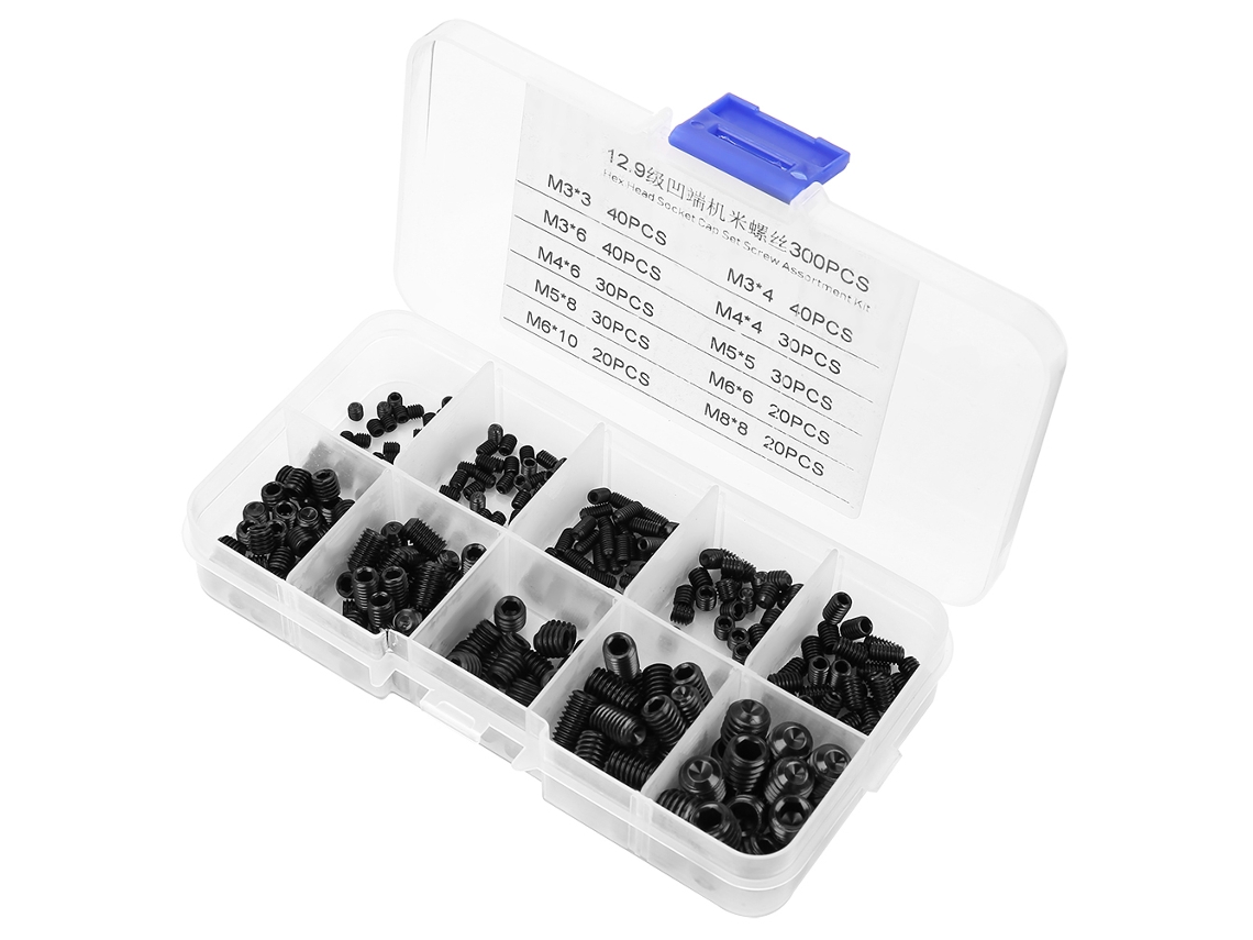 Kit De Tornillos Prisioneros Con Llave Hexagonal M3-m8, 300 Piezas, Acero, Con Estuche Transparente.
