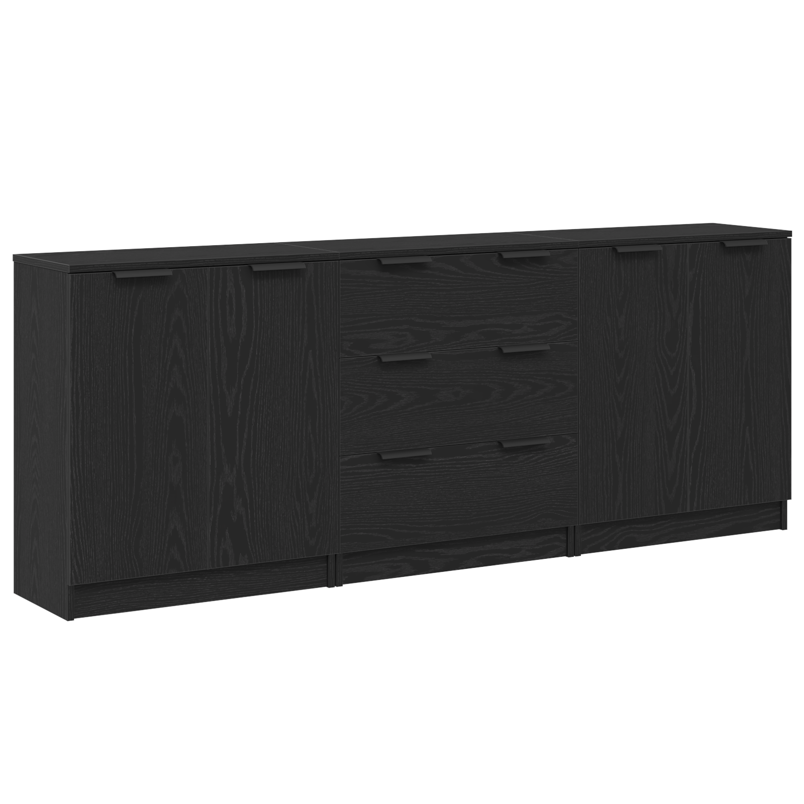 Aparador Elegante De Roble Negro Vidaxl Negro Madera Elaborada (180x30x70 Cm)