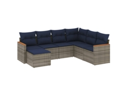 Maison Exclusive - Conjunto De Sofá De Jardín De 7 Piezas Con Cojines, Poliratán Gris