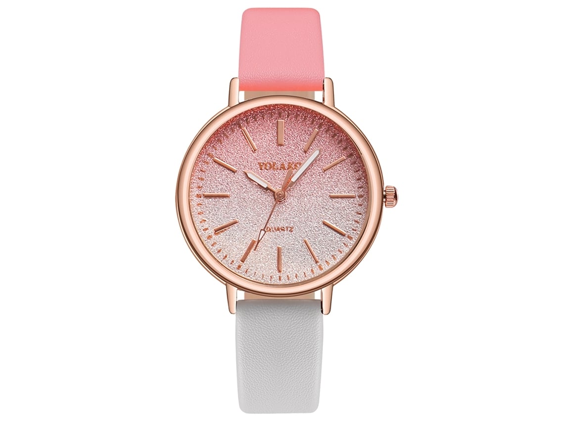 Reloj De Pulsera Yolako Para Mujer Con Diseño Degradado Y Esfera Rosa Mate Y Gris.
