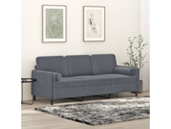 Sofá De 3 Plazas Con Cojines Terciopelo Gris Oscuro 180 Cm