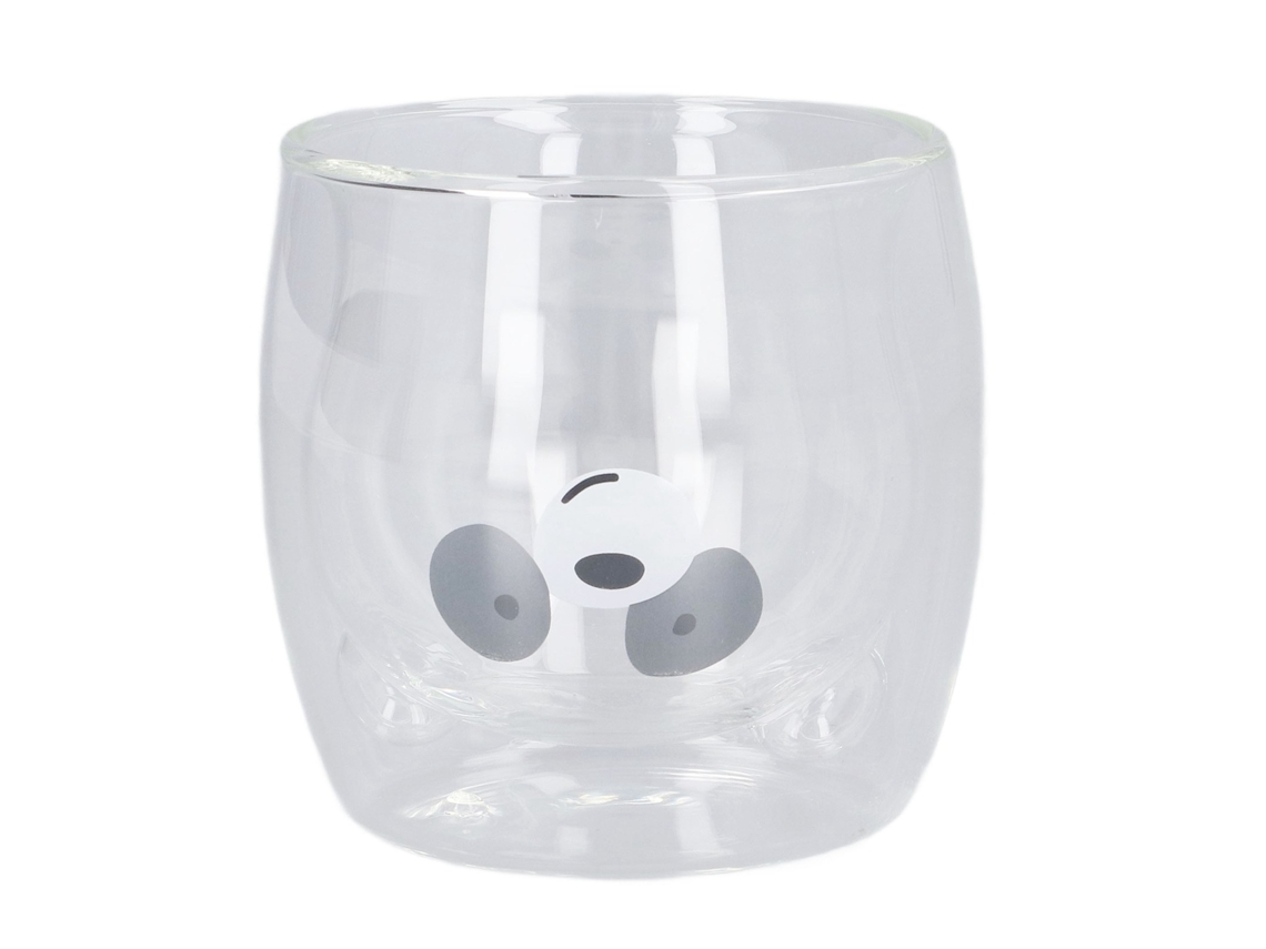 Taza de cristal de doble pared, 250 ml, diseño de osito de peluche, resistente al calor.