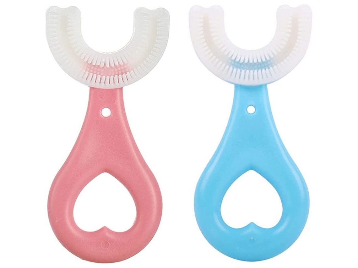 Cepillo De Dientes Infantil En Forma De U, Cerdas De Silicona Para Masaje De Encías, Limpieza Total De 360°, Diseño Ergonómico, Portátil.