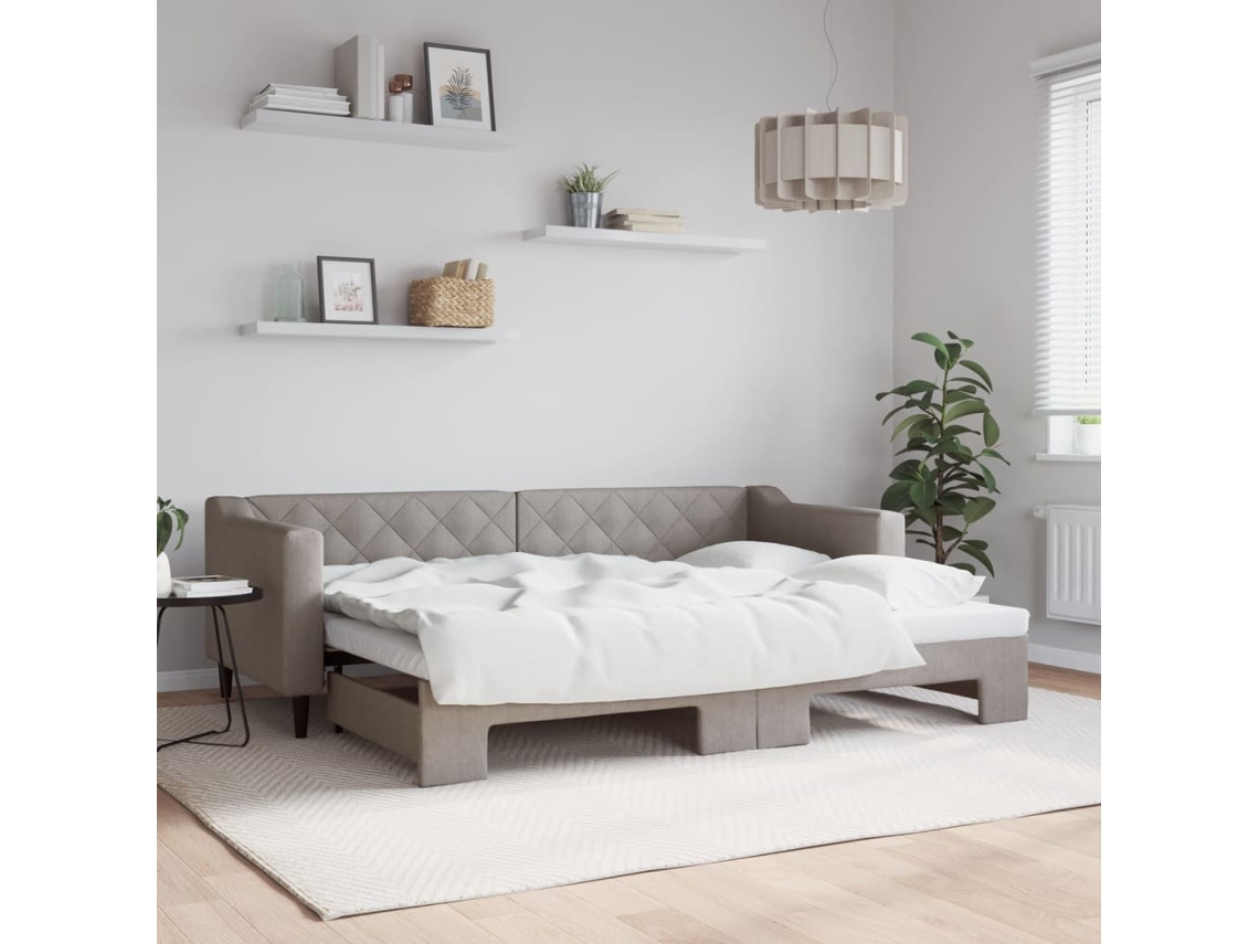 Sofá Cama Nido Tela Gris Taupe 80x200 Cm