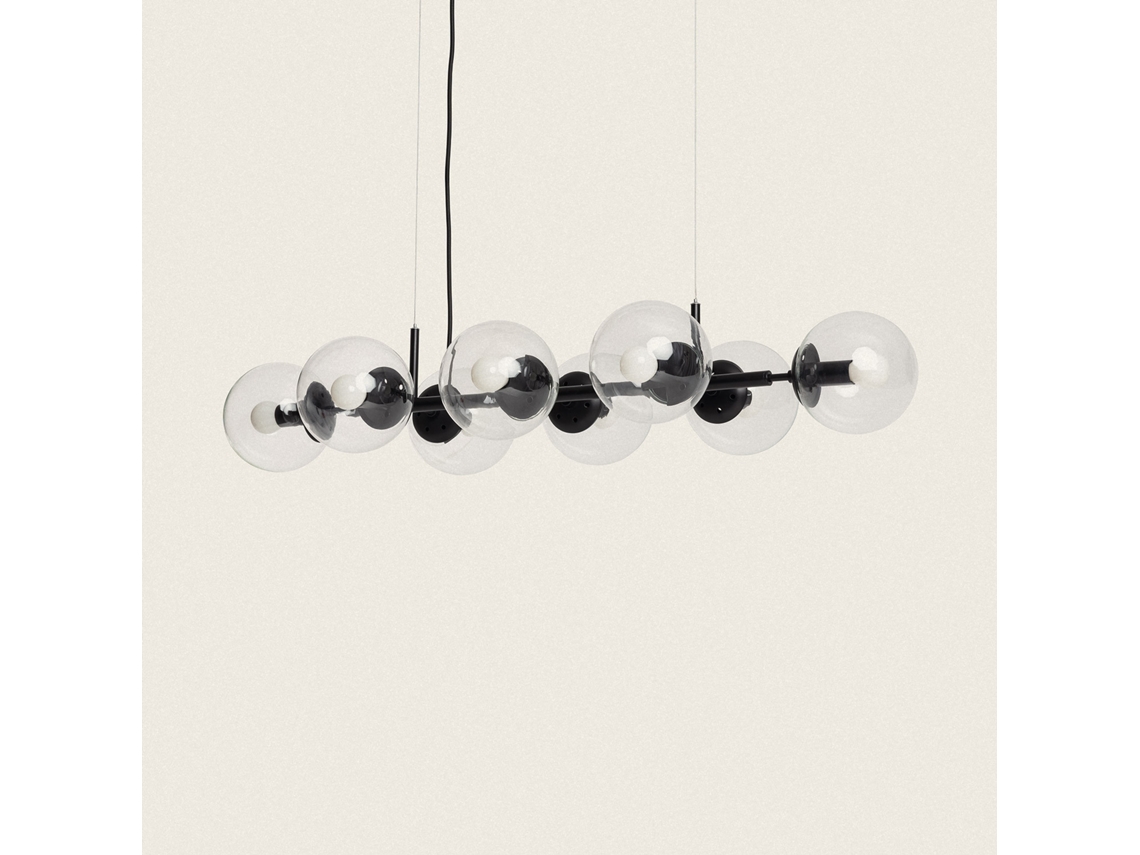 LEDKIA Lámpara Colgante Metal y Cristal Wassily 8 Focos Negro