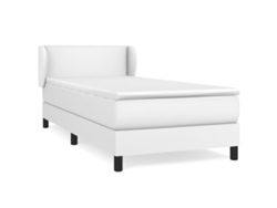 Maison Exclusive - Cama Box Spring Con Colchón Cuero Sintético Blanco 100x200 Cm